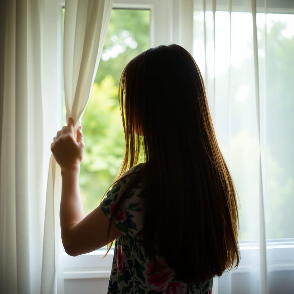 Woman Reveals Lush Garden View in Natural Light