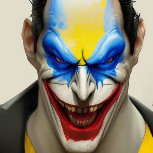 Joker Portrait with Blue and Yellow Eyes