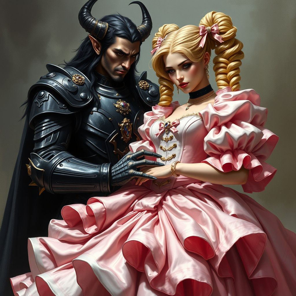 Demon King Buttons Princess Dress in Dark Fantasy Style