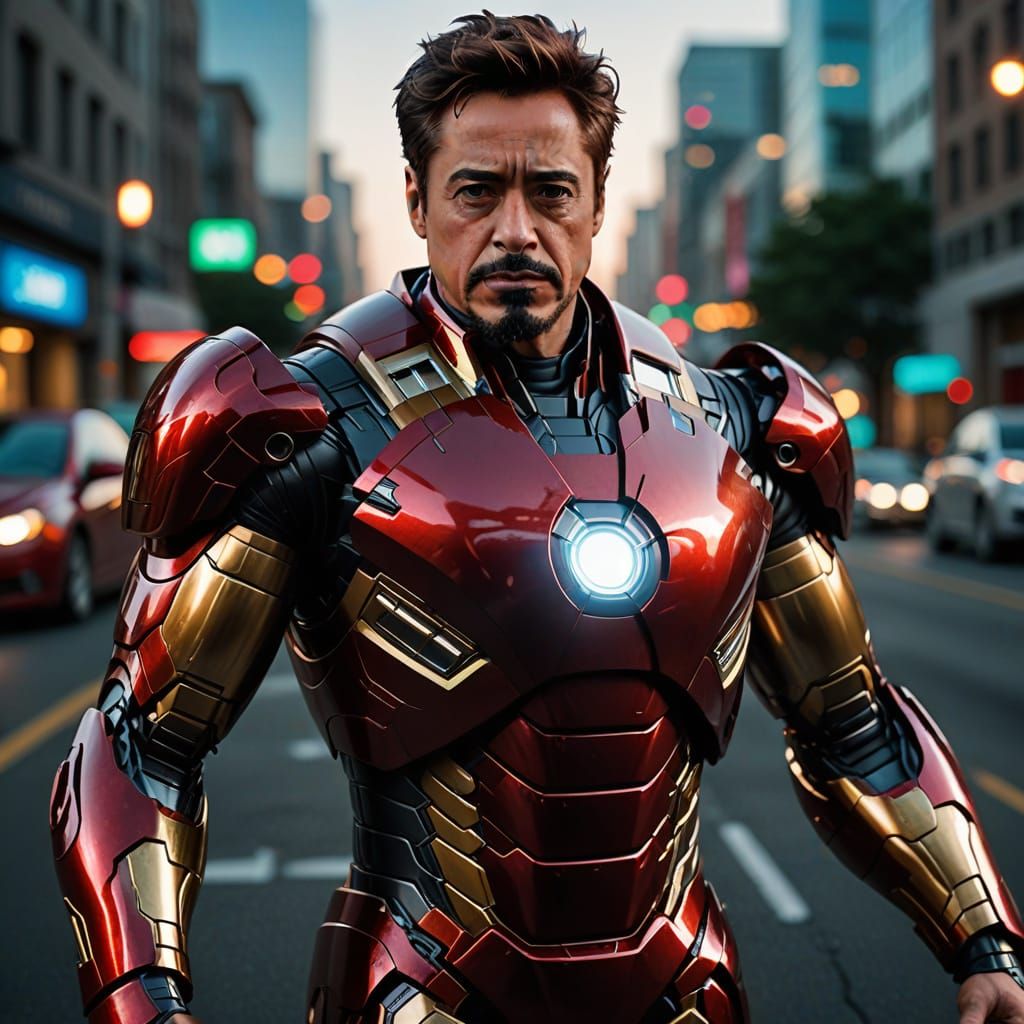 Tony Stark Speeds Through Sunset in Iron Man Suit