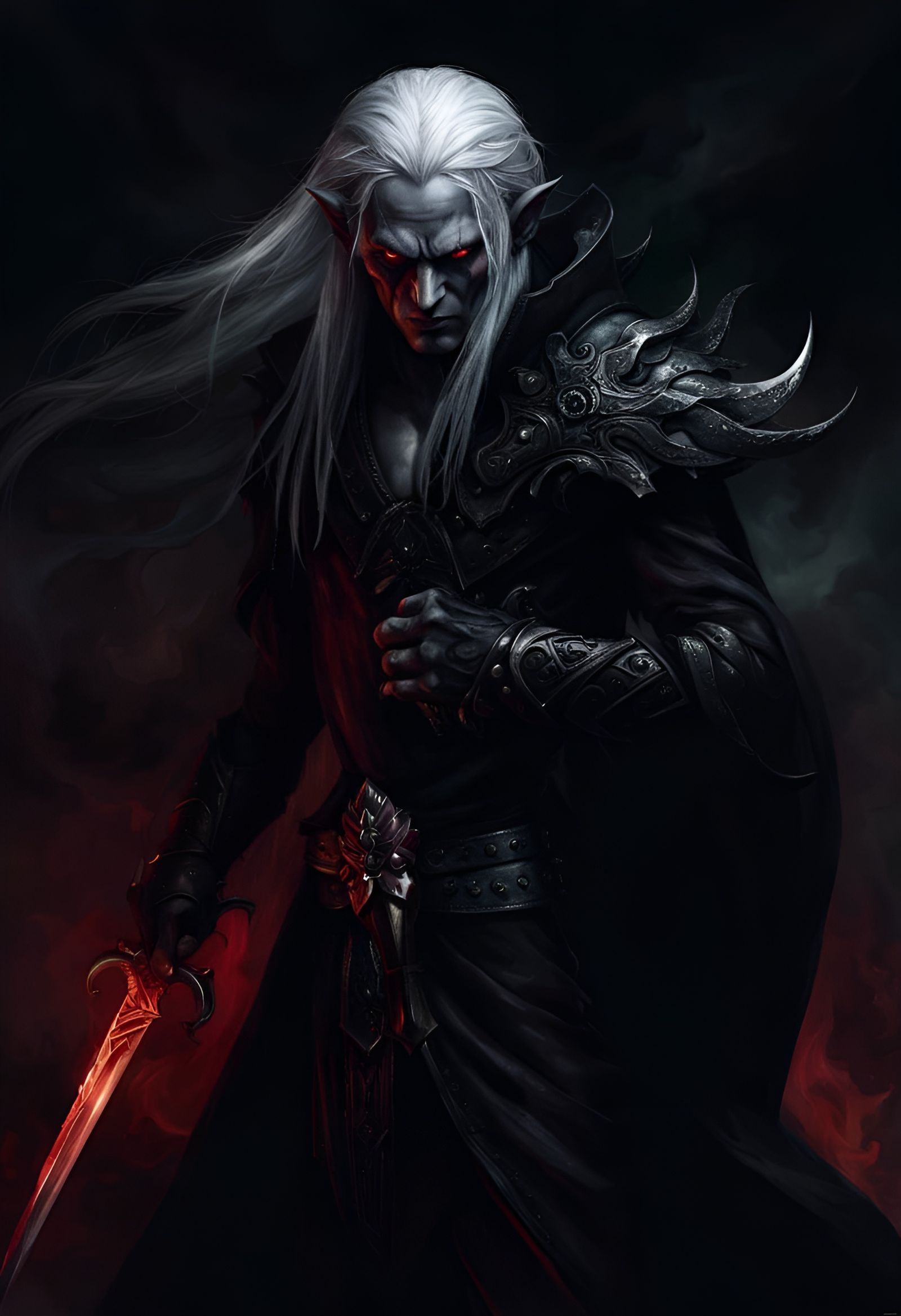 Arrogant Drow with Poisonous Dagger Illustration