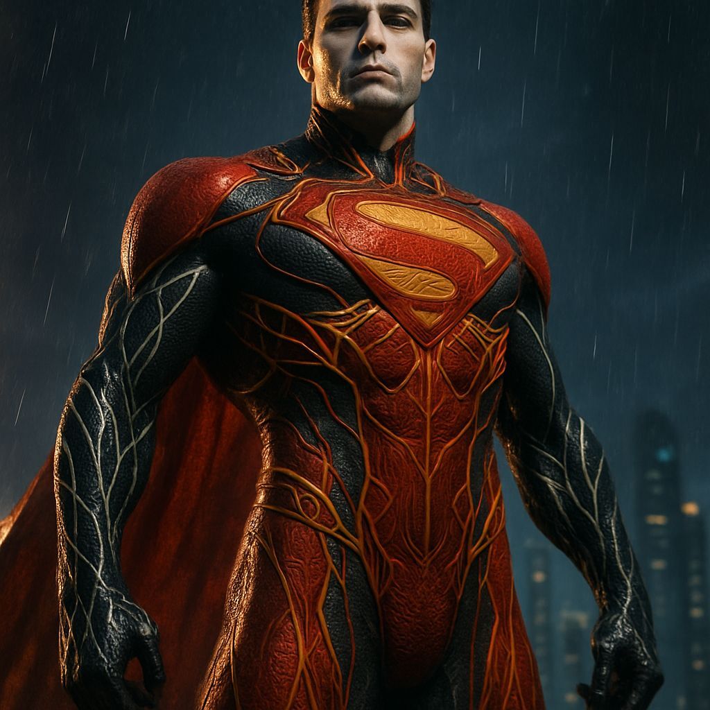 Superman Fusion Suit in Futuristic Cityscape