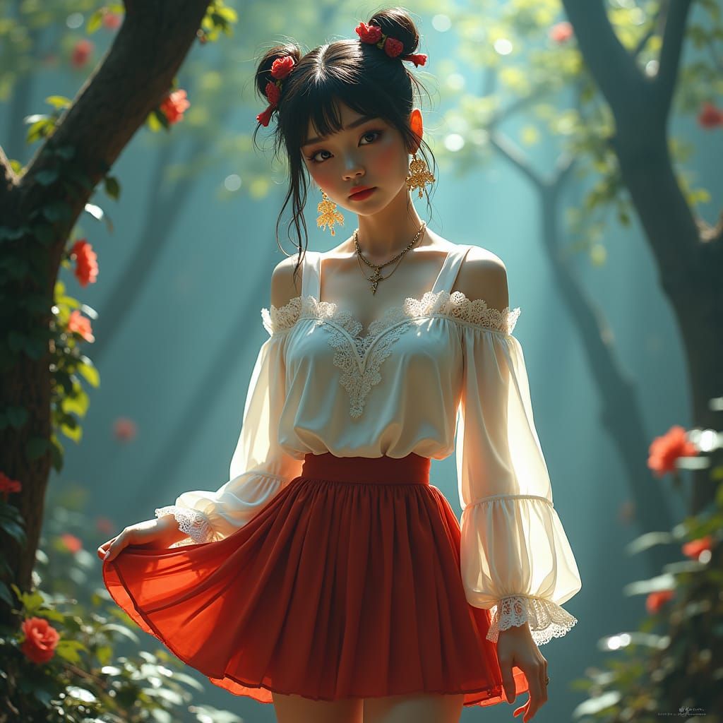 Asian Ladyboy in Fantasy Video Game Setting