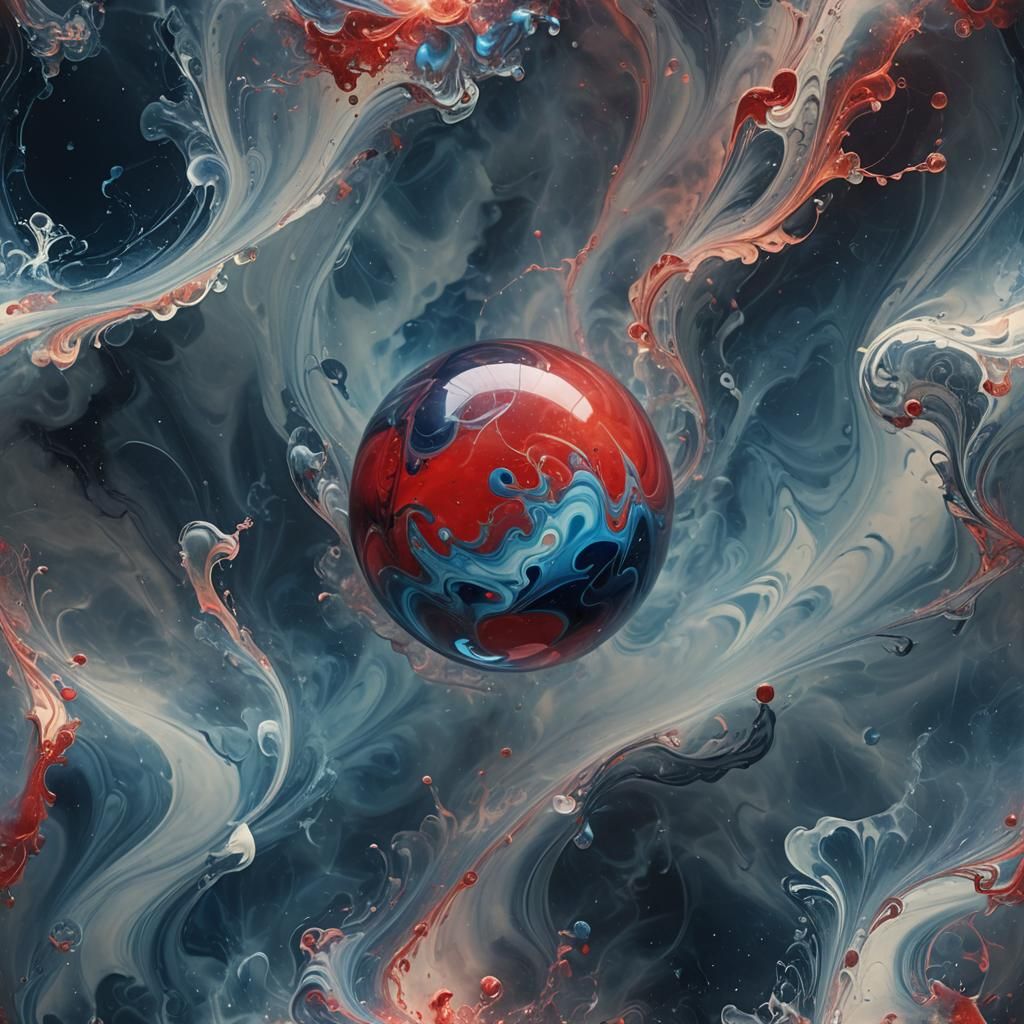 Floating Marbled Sphere with Ethereal Light