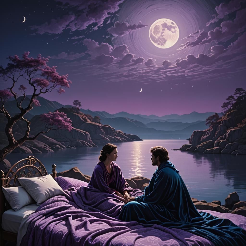 Dreamy Waterfront Scene in Digital Painting Style