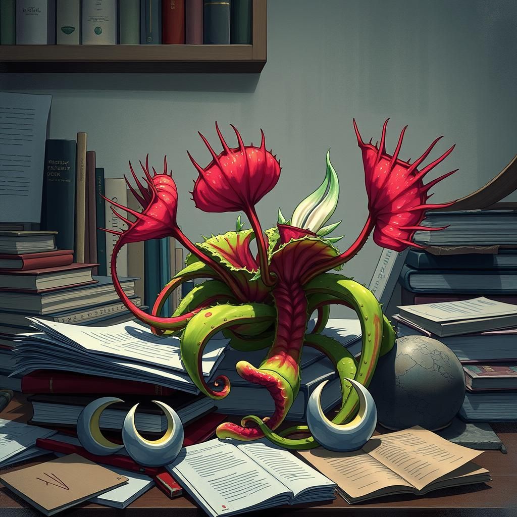 Dramatic Venus Flytrap in Studio Trigger Anime Style