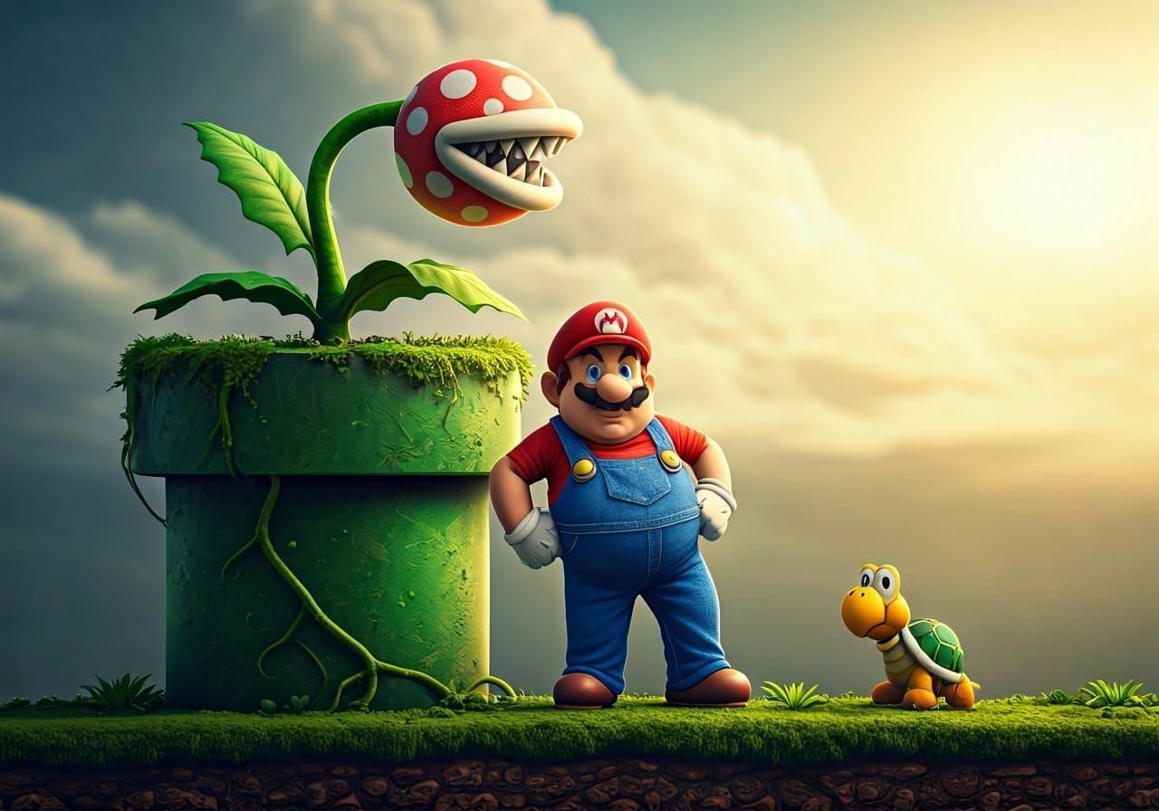 Robust Italian Hero in Super Mario Attire