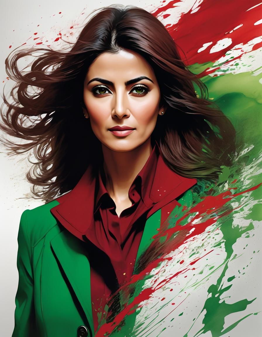 Portrait of a Palestinian Journalist in Splash Art Style