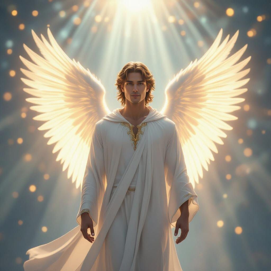 Hyperrealistic Archangel with Glowing Wings