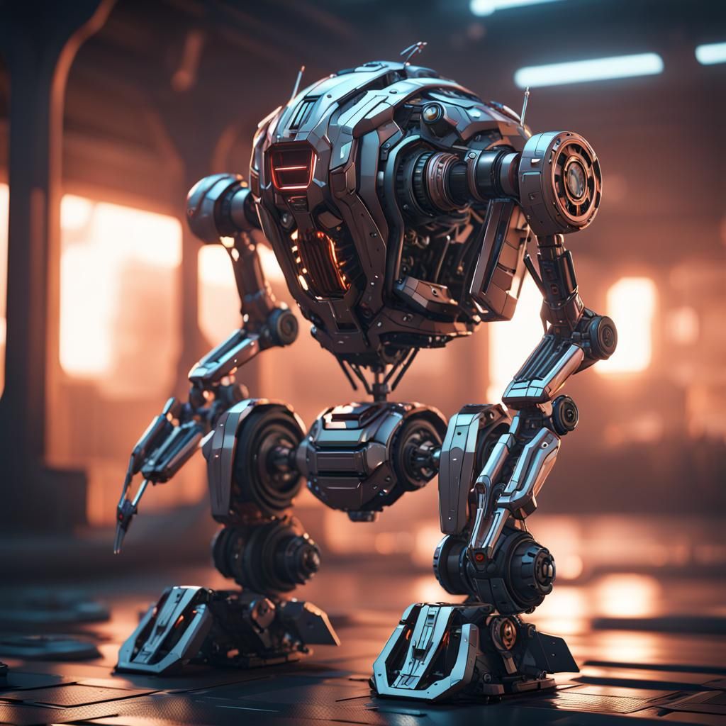 Sinister Robot with Intricate Mech Details