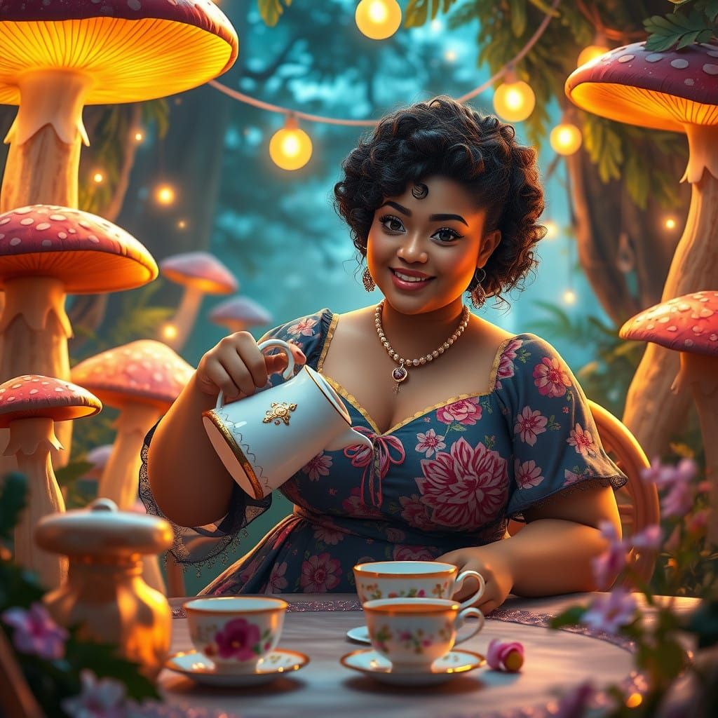 Whimsical Tea Party in Dreamy Forest Setting