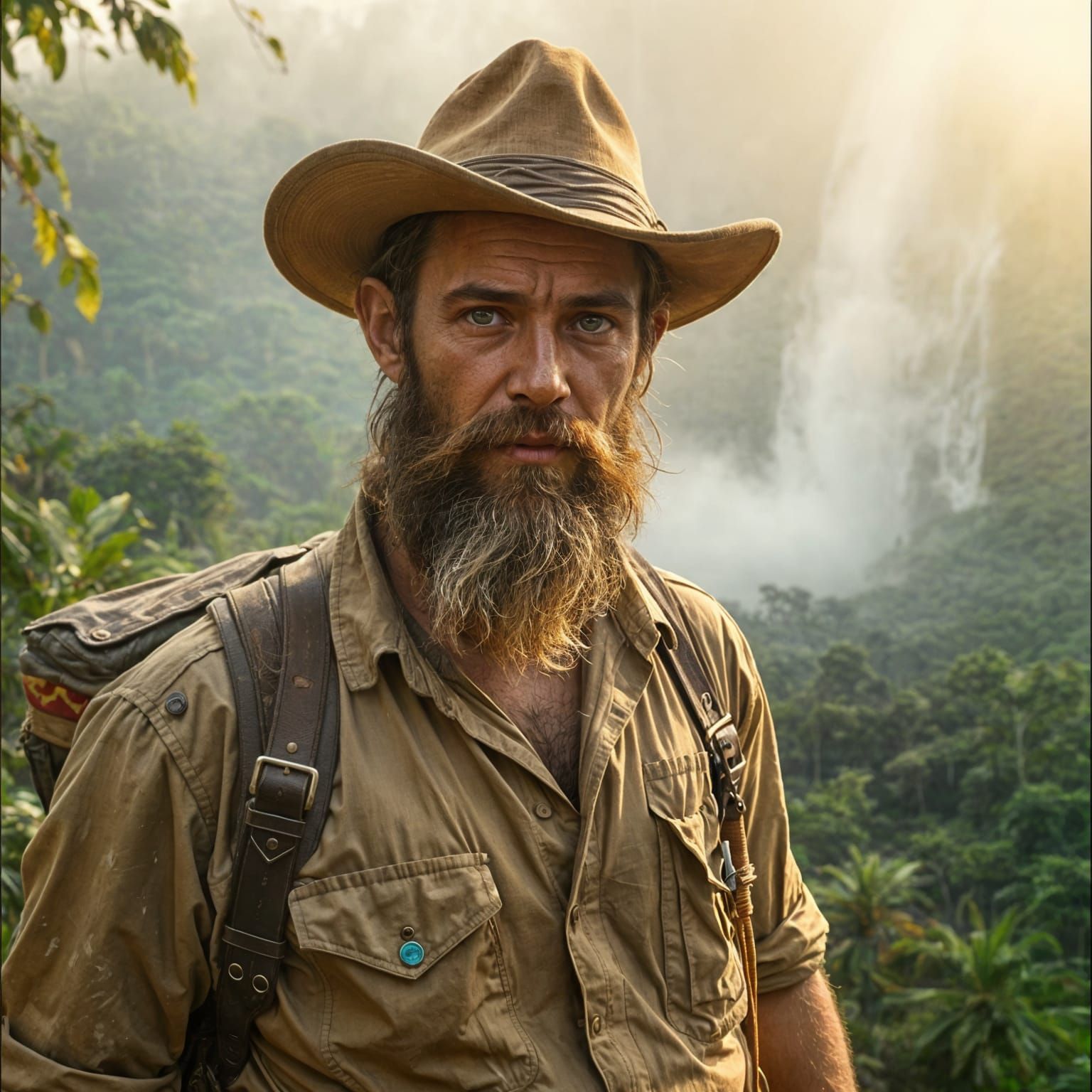 Daring Jungle Adventurer in Mysterious Wilderness