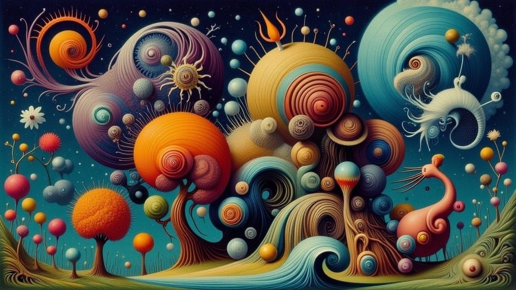 Surreal Deco Metropolis in Dreamlike Landscape