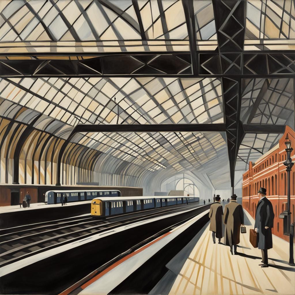 King's Cross Station in Paul Nash Style