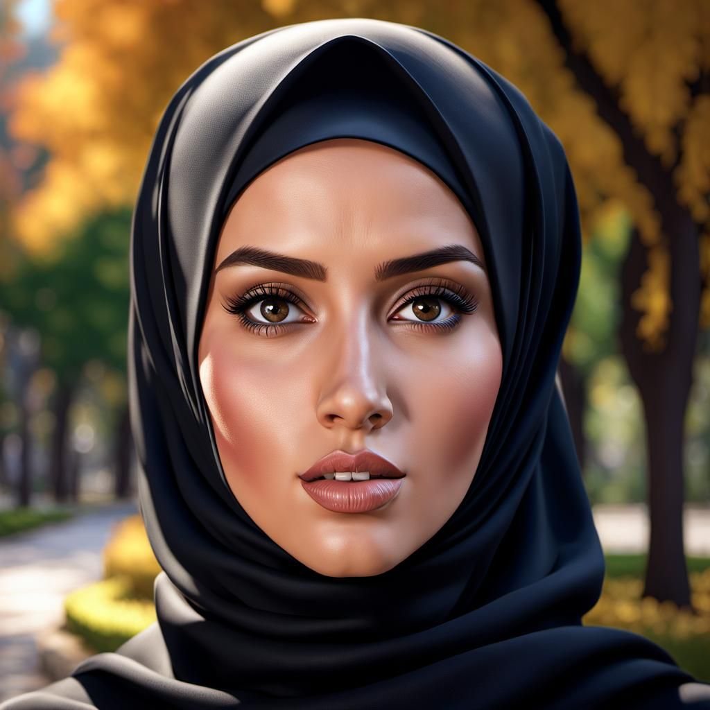 Latina Woman in Hijab Portrait in Artgerm Style