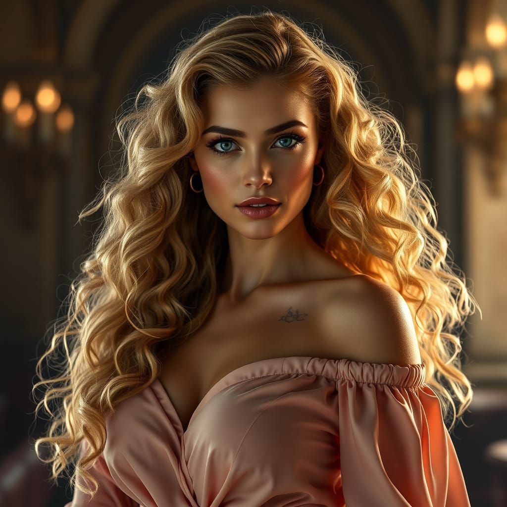 Elegant Woman in Art Nouveau Style