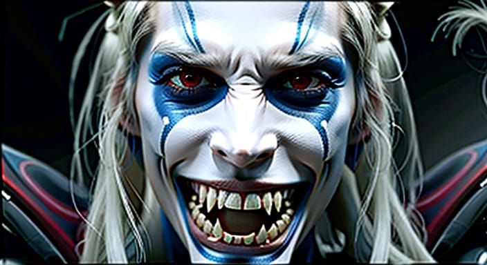 Surreal Portrait of a Young Woman with Twin Braids and a Men...