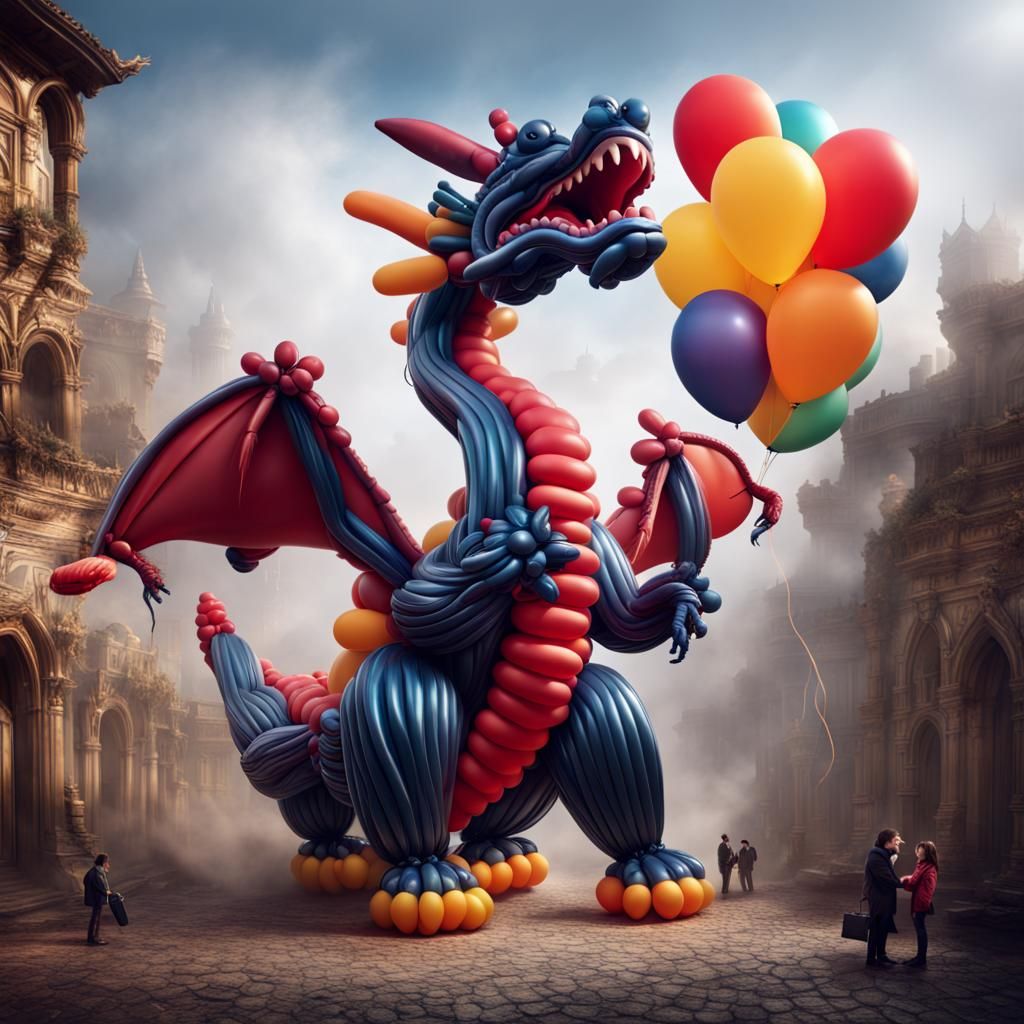 Balloon Animal Dragon: Digital Matte Painting