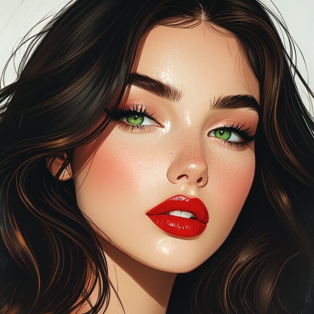 Hyper-Realistic Portrait of a Young Woman in Digital Art Sty...