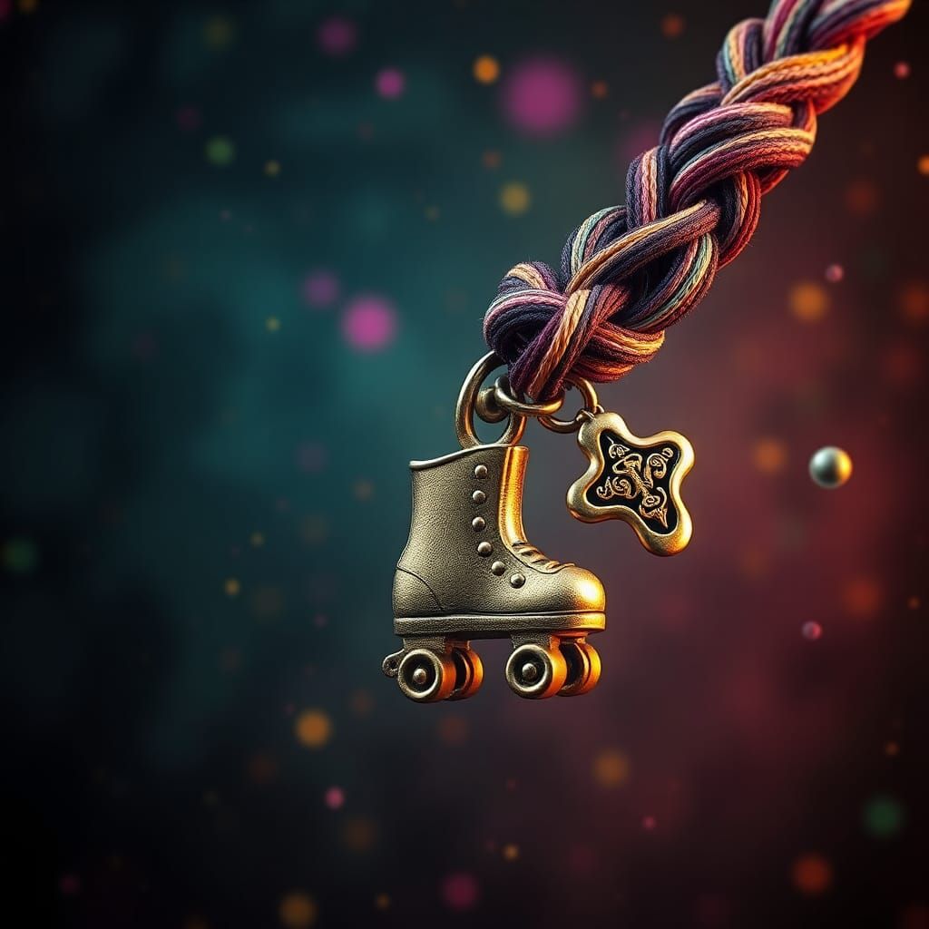 Friendship Bracelet with Roller Skate Charm, Detailed Matte ...