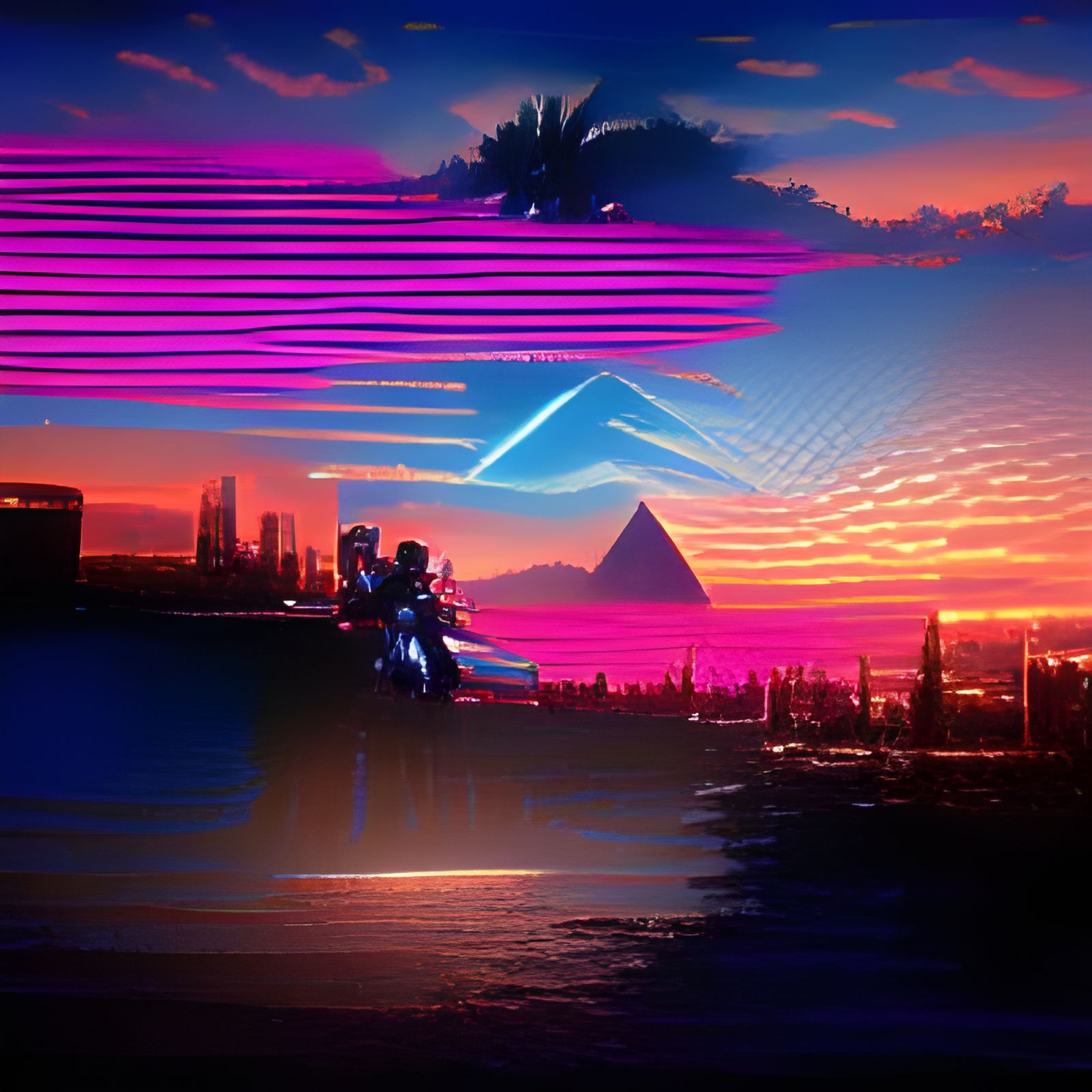 Synthwave Sunset with Neon Colors