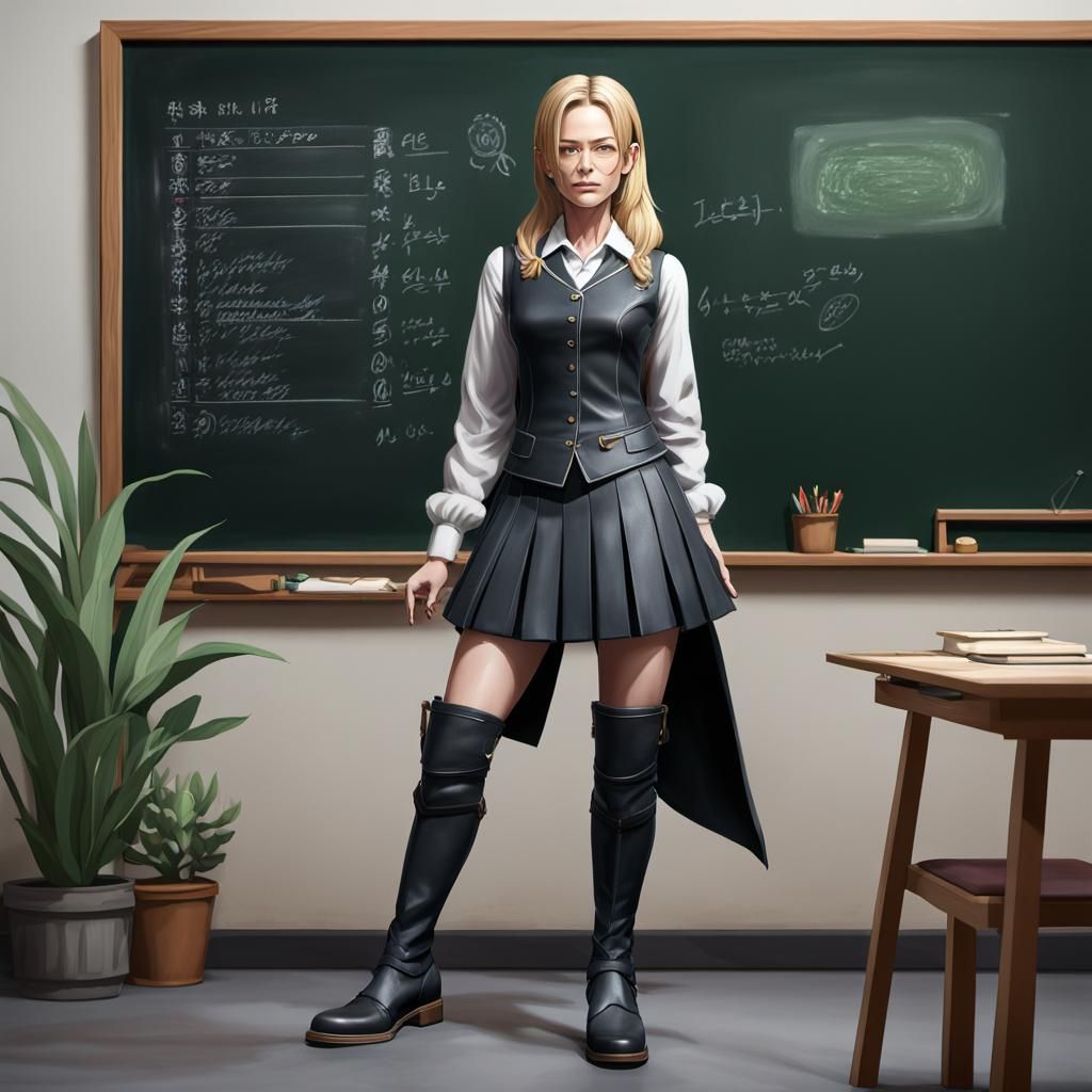 Jeri Ryan as Strict Teacher in 3D Anime Art