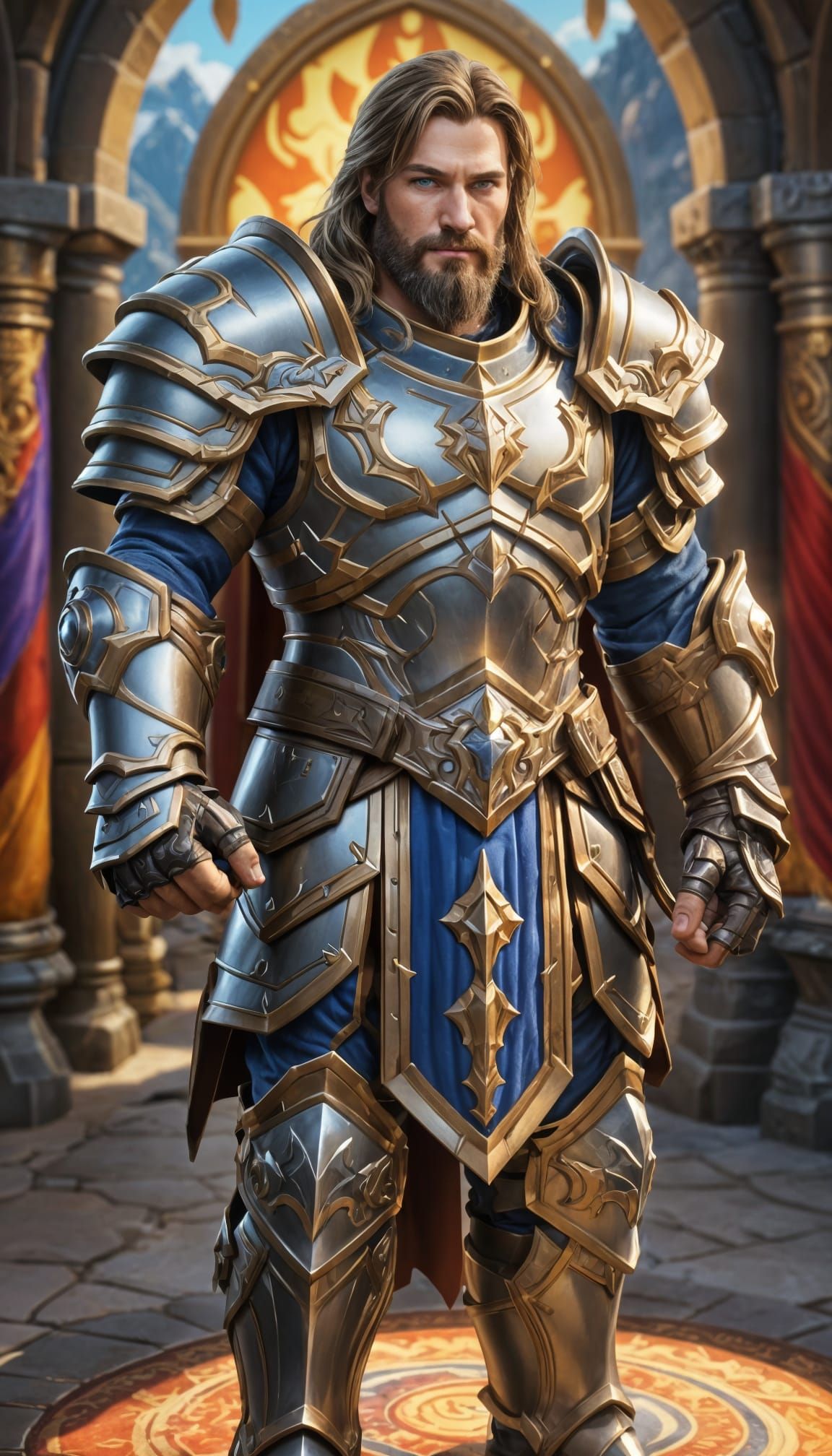 Hyperrealistic Paladin in Warcraft Style, Full Body View