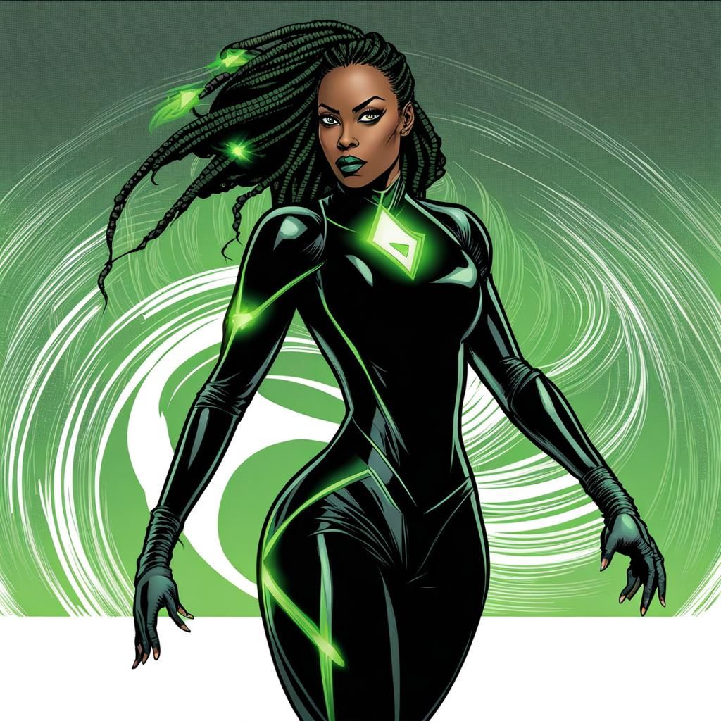 Dynamic Woman in Catsuit: Comic Book Style Parkour