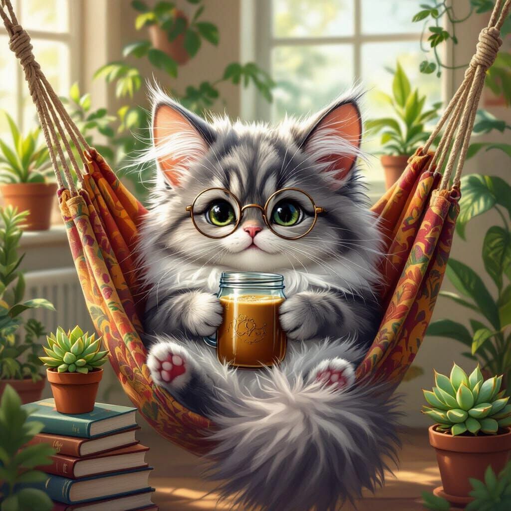 Chinchilla Cat as Millennial in Renaissance Style