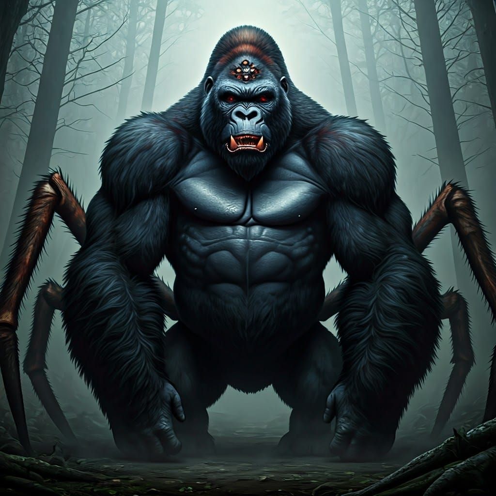 Surreal Gorilla-Spider Hybrid in Dark Fantasy Style