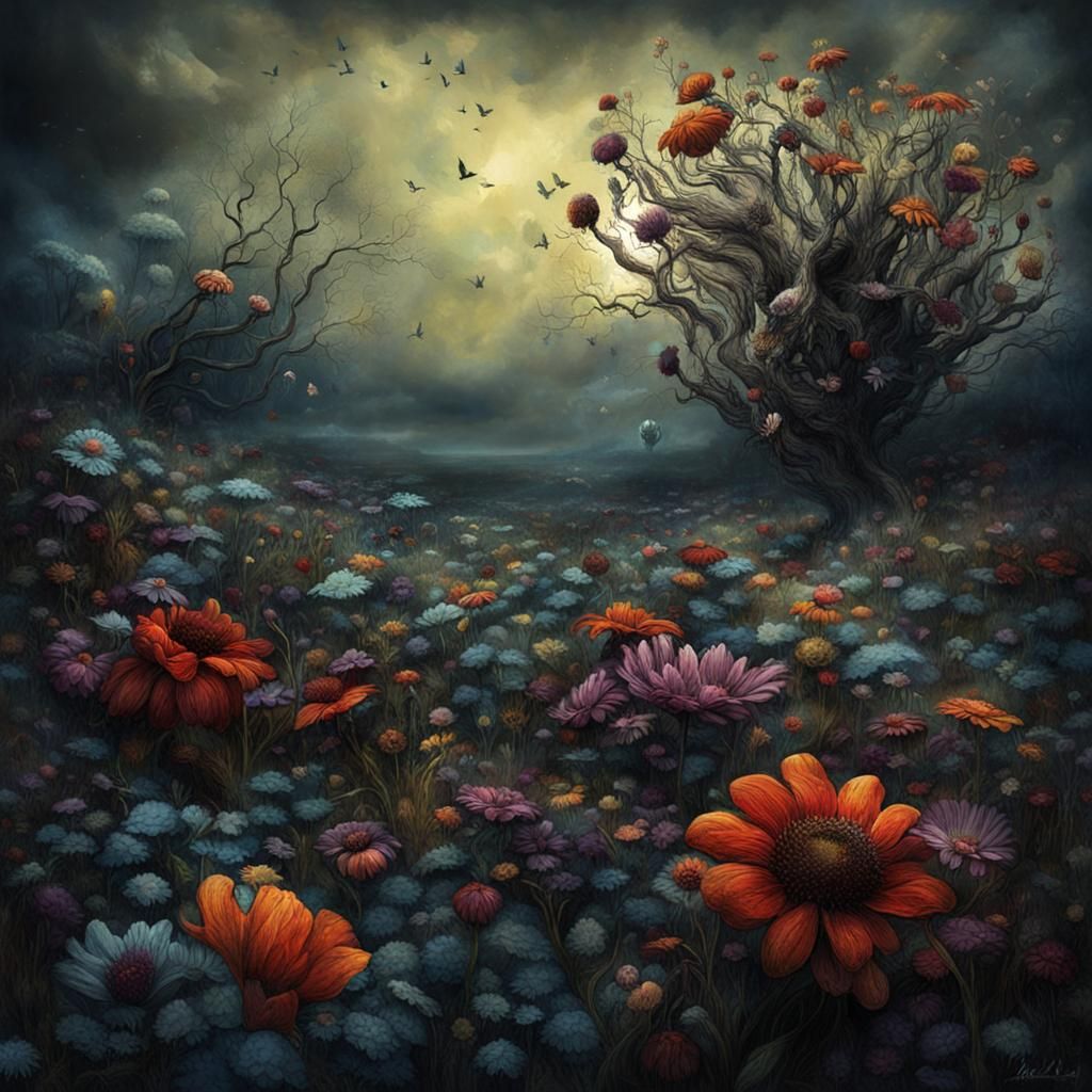 We lay here for years or for hours
So long we become the flo...