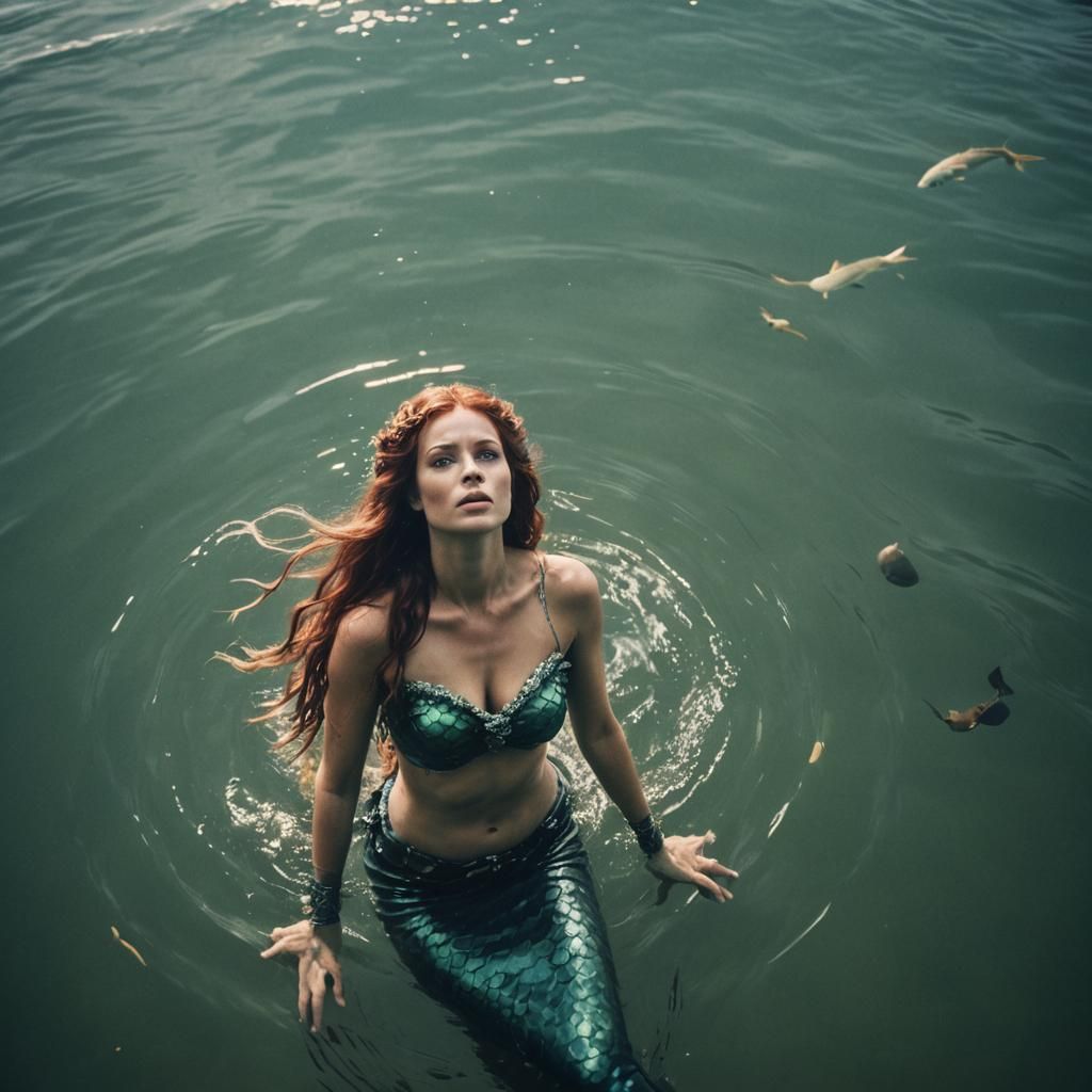 Dramatic Mermaid in Cinematic Film Still