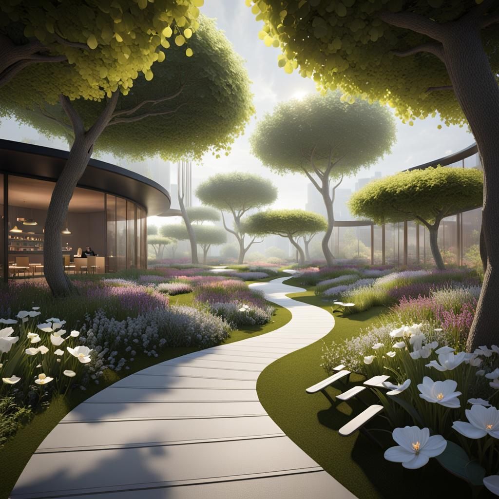 Sensory Garden Experience: Hyperrealistic Oil Painting