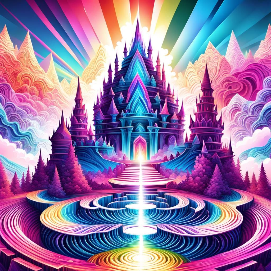 Magenta Ice Castle Labyrinth Sunset