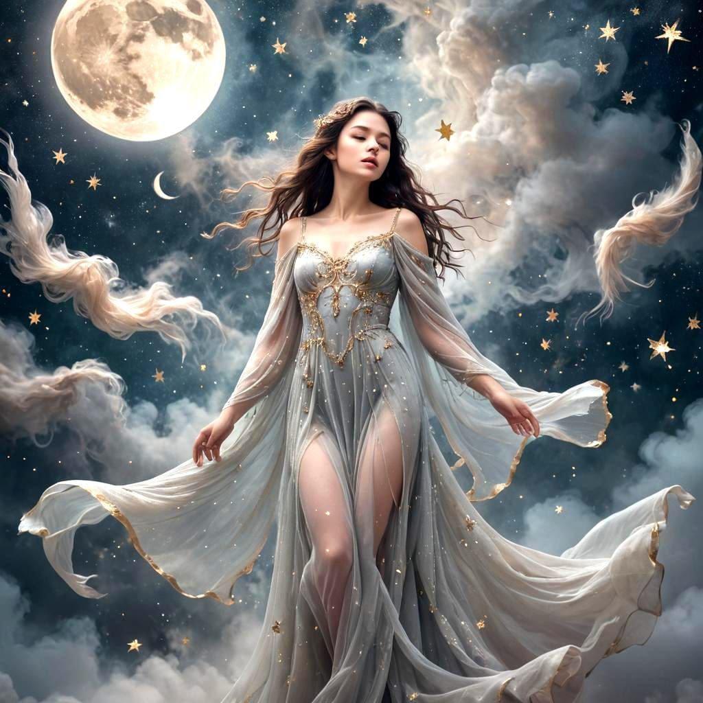 Whimsical Moon Soaring Through Dreams