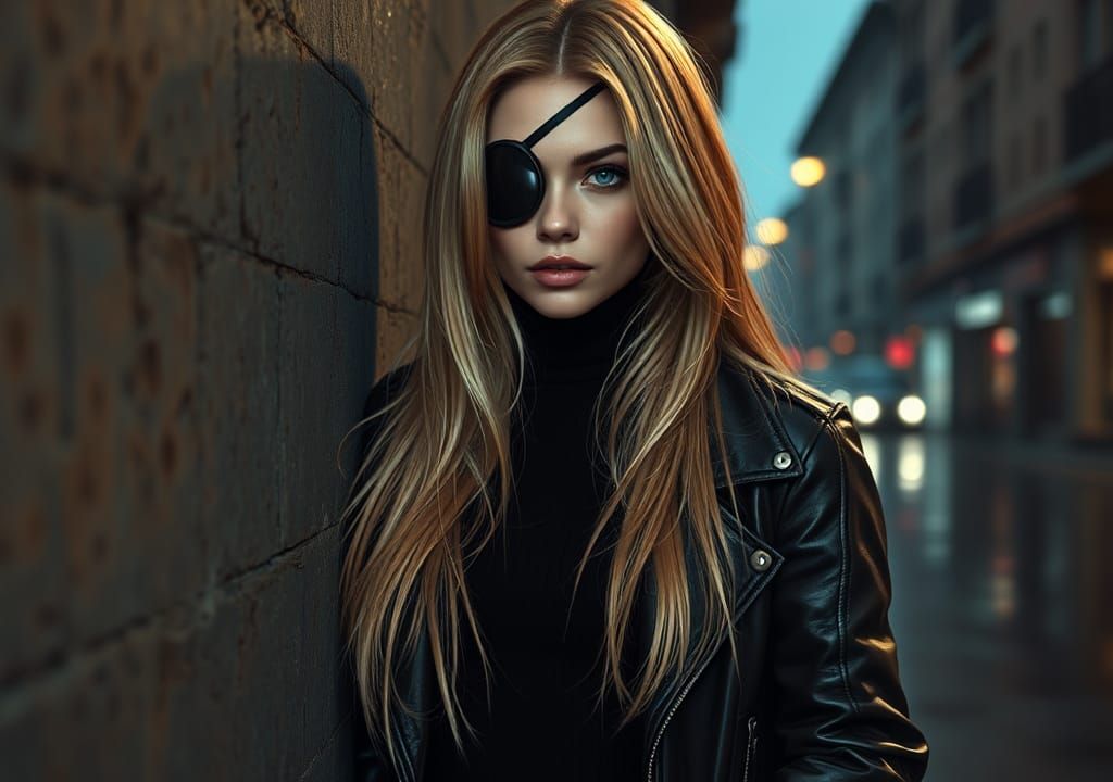 Intriguing Woman with Eye Patch in Comic Book Style