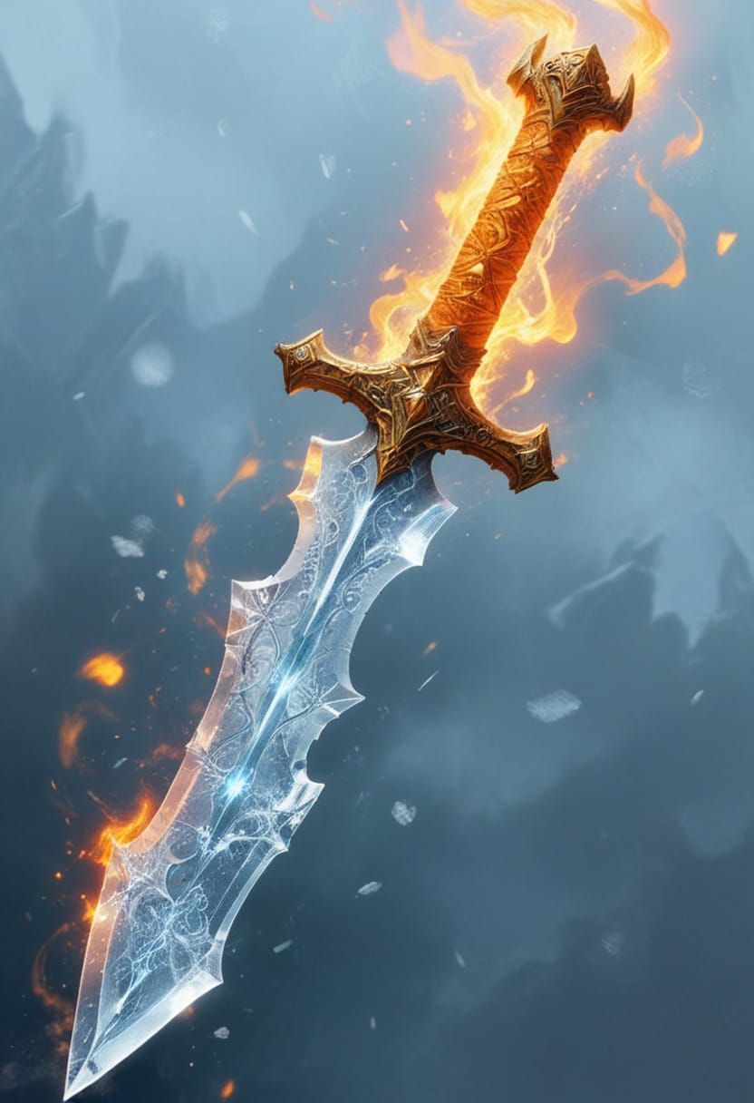 Mystical Ice Dragon Sword in Fantasy Style