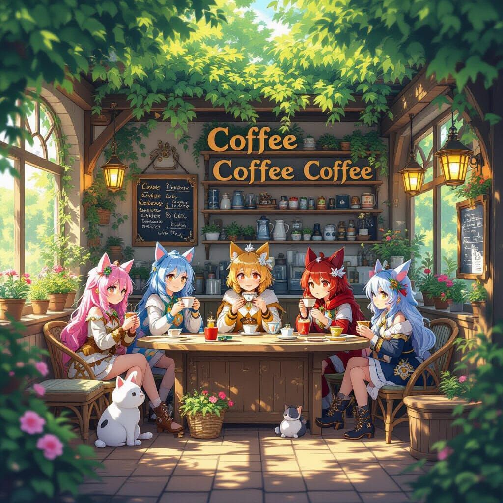 Whimsical Woodland Cafe with Mystical Creatures and Enchante...