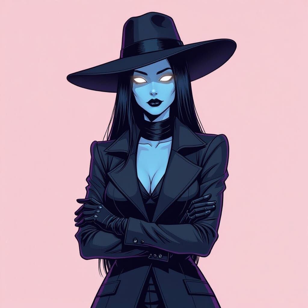 Mysterious Blue-Skinned Woman in NFT Art Style