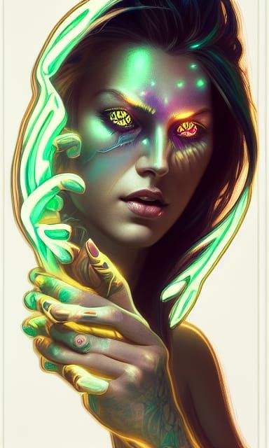 Neon Tattoo Portrait in Hyperdetailed Style