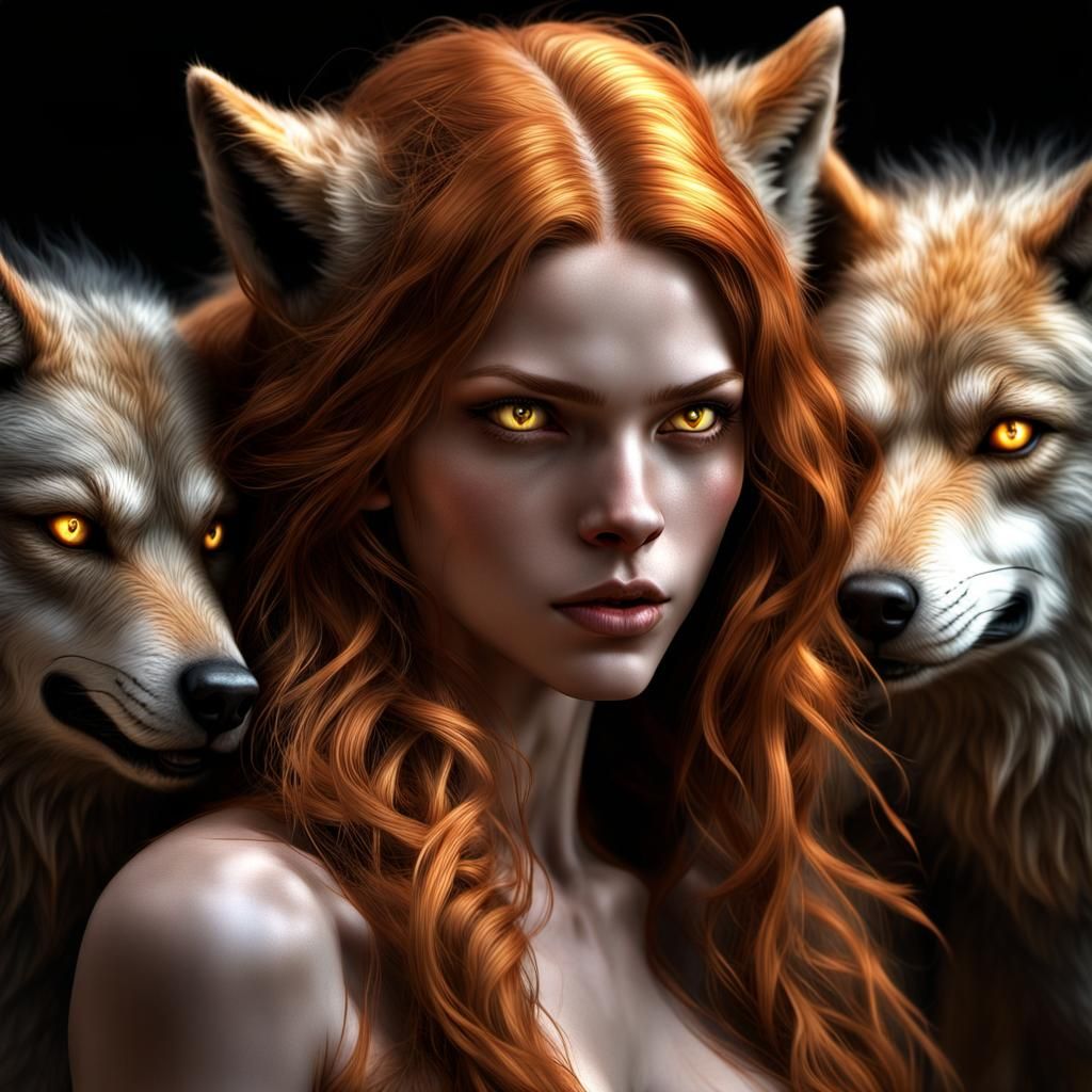 Omega Werewolf Woman Transformation: Hyperrealistic Image