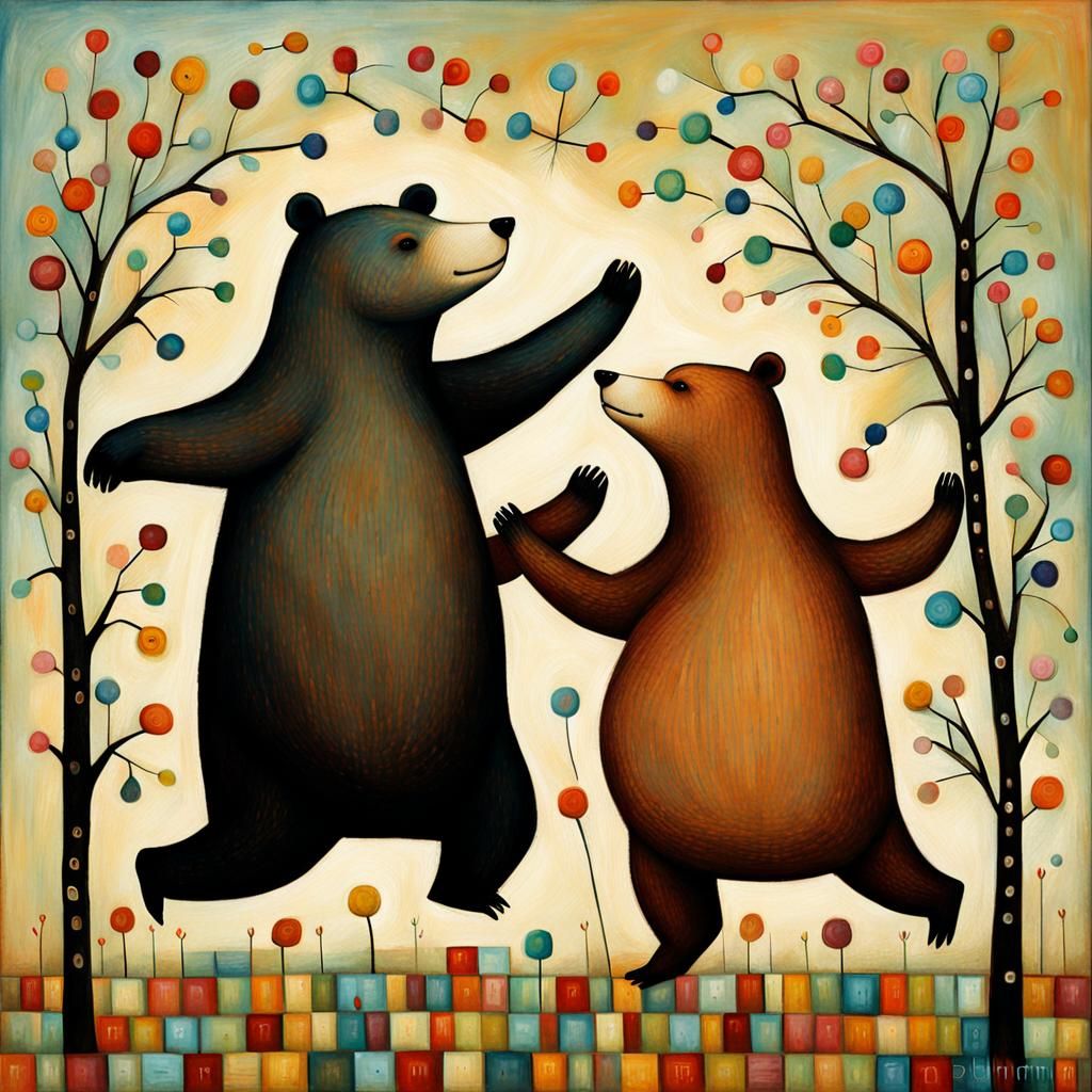 Dancing Bears in Art Brut Style