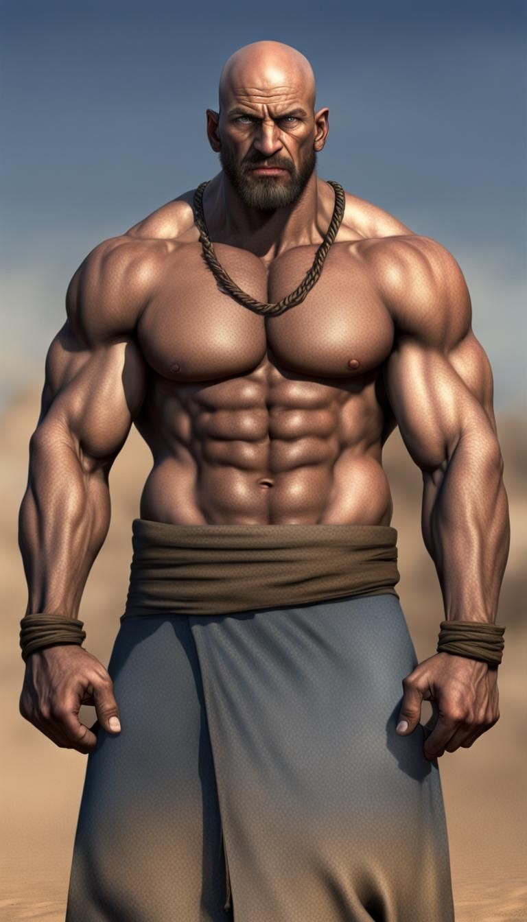 Photorealistic Thug with Crooked Nose in Desert