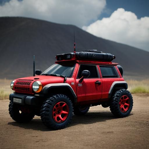 Adorable Tiny Red Futuristic Battle Vehicle