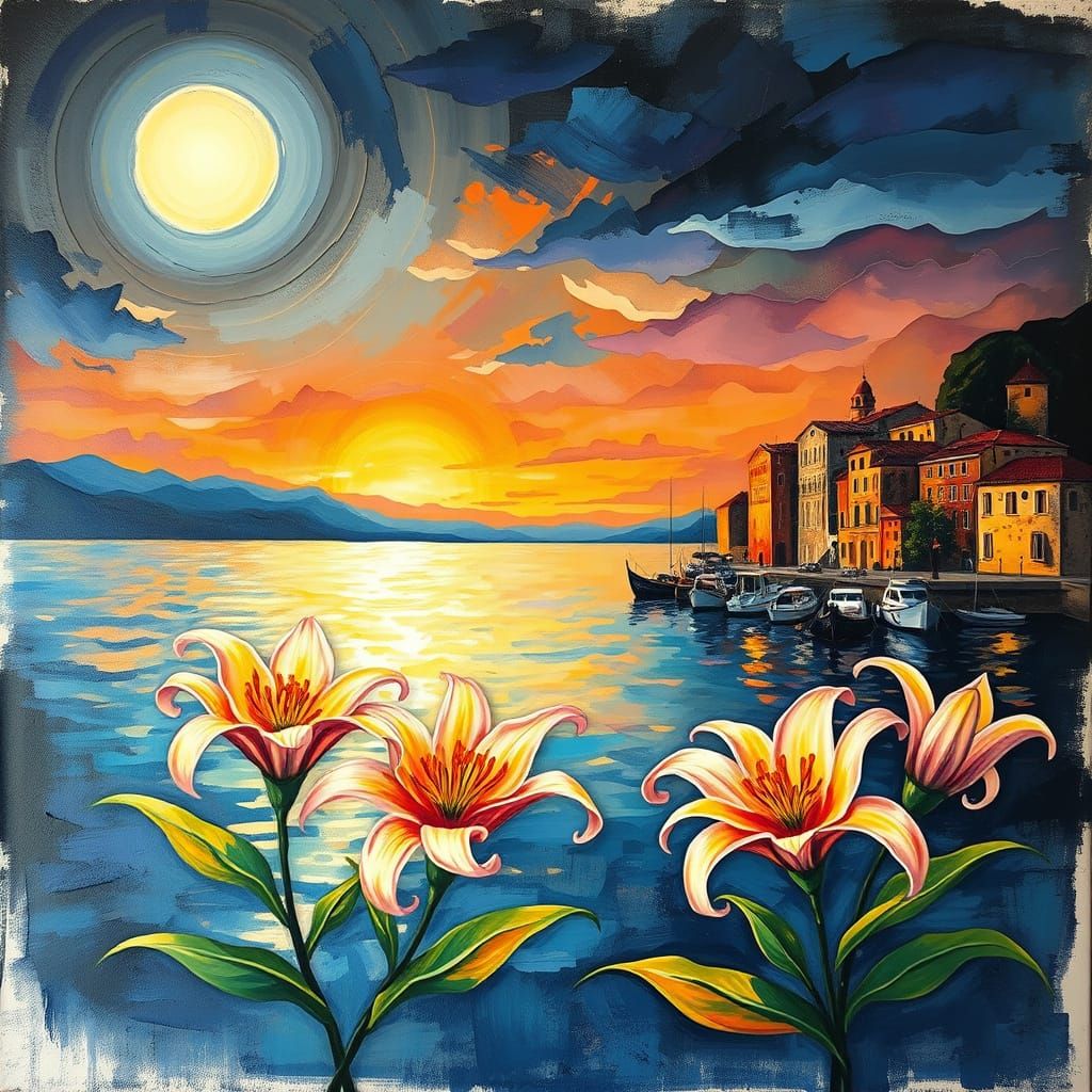 Serene Mediterranean Harbor at Dusk