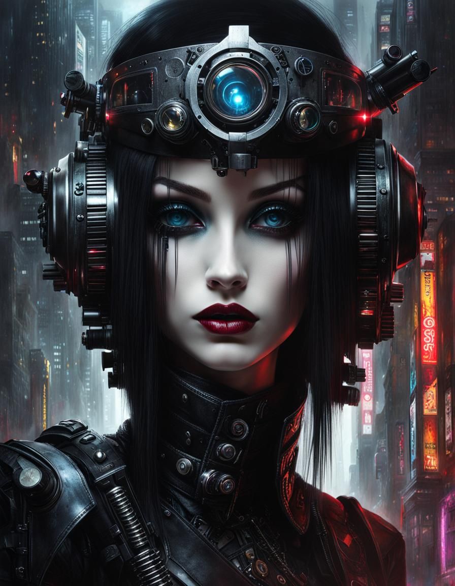 Gothic Cyberpunk Cityscape in Cyberpunk Style