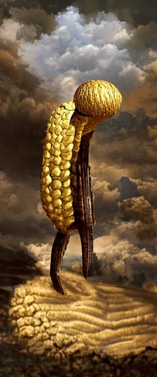 Corncob Being Walks a Surreal Cornfield World