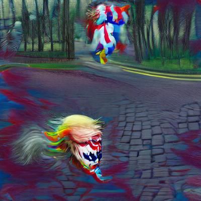 Nightmarish Clown Chase with Trump-like Hair
