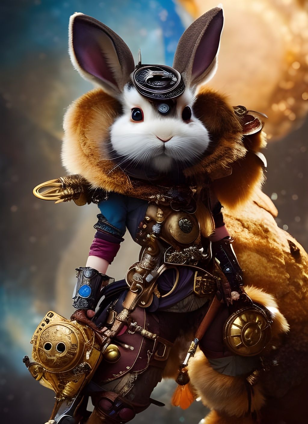 Chibi Steampunk Rabbit Warrior: Fantasycore Artwork