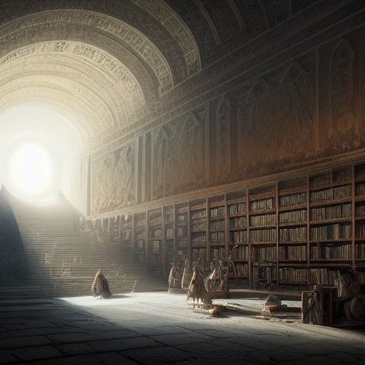 Epic Ancient Library of Alexandria: Dark Fantasy Art